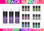 20 Oz Skinny Tumbler Sublimation Wraps Bundle, Glitter Leopard Prints Bundle