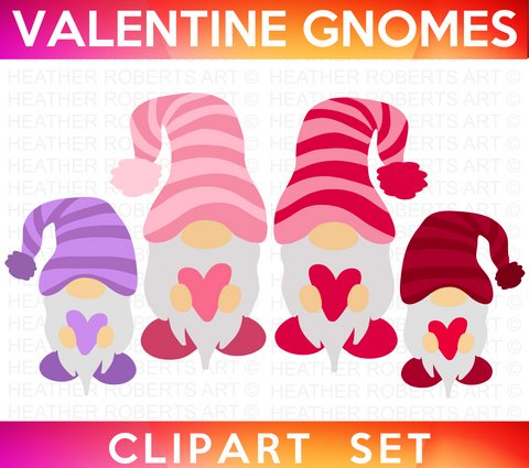 Valentine Gnomes Clipart Set