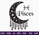 Pisces Zodiac Sign Moon SVG