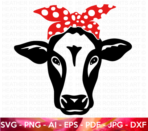 Cow with Red Bow SVG