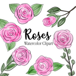 12 PACK Pink Roses Clipart