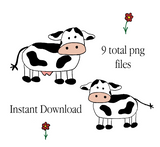 10 PACK Cows on a Farm Clipart Doodles