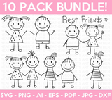 10 PACK Stick Figures SVG Bundle