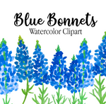 Bluebonnets Watercolor Clipart - Texas State Flower