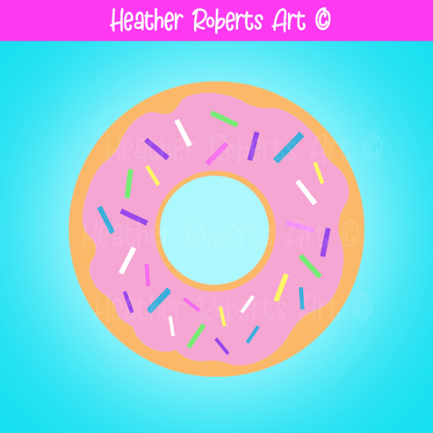 Single Pink Sprinkled Donut Clipart