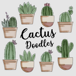 Watercolor Cactus Clipart Doodles