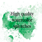 Green Watercolor Splashes Splotches Clipart