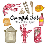 Crawfish Boil Watercolor Clip Art