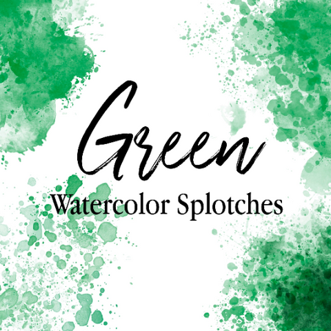 Green Watercolor Splashes Splotches Clipart