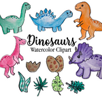 Baby Dinosaur Watercolor Clipart Graphics