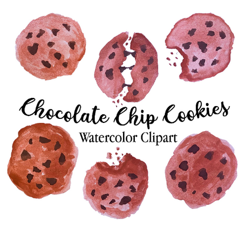 Watercolor Chocolate Chip Cookies Clipart