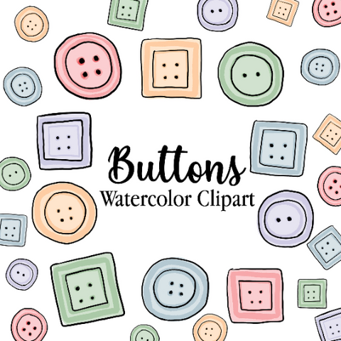 Buttons Watercolor Clipart