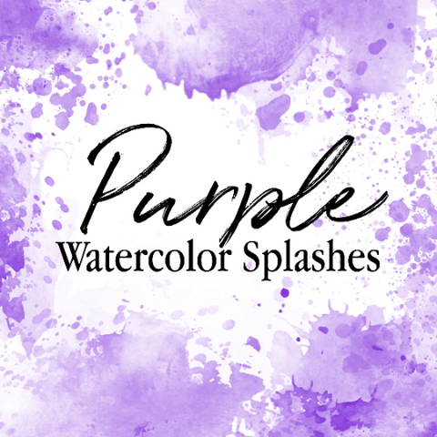 Purple Watercolor Splashes Splotches Clipart