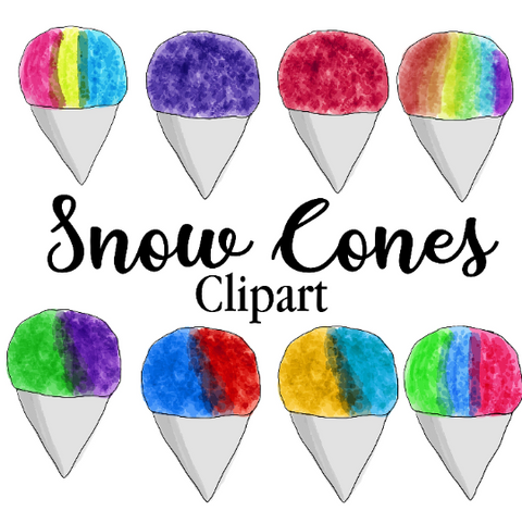 10 PACK Snow Cones Clipart