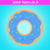 Single Blue Sprinkled Donut With Stars Clipart