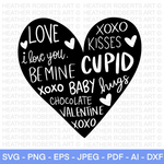 Heart with Hugs Kisses Chocolates SVG