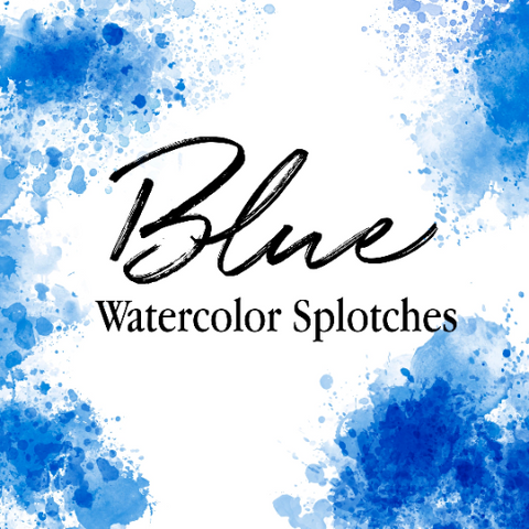Blue Watercolor Splashes Splotches Clipart