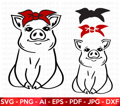 Pig with Bandana SVG