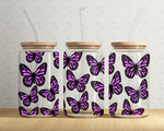 Purple Butterfly SVG 16oz Glass Can Wrap